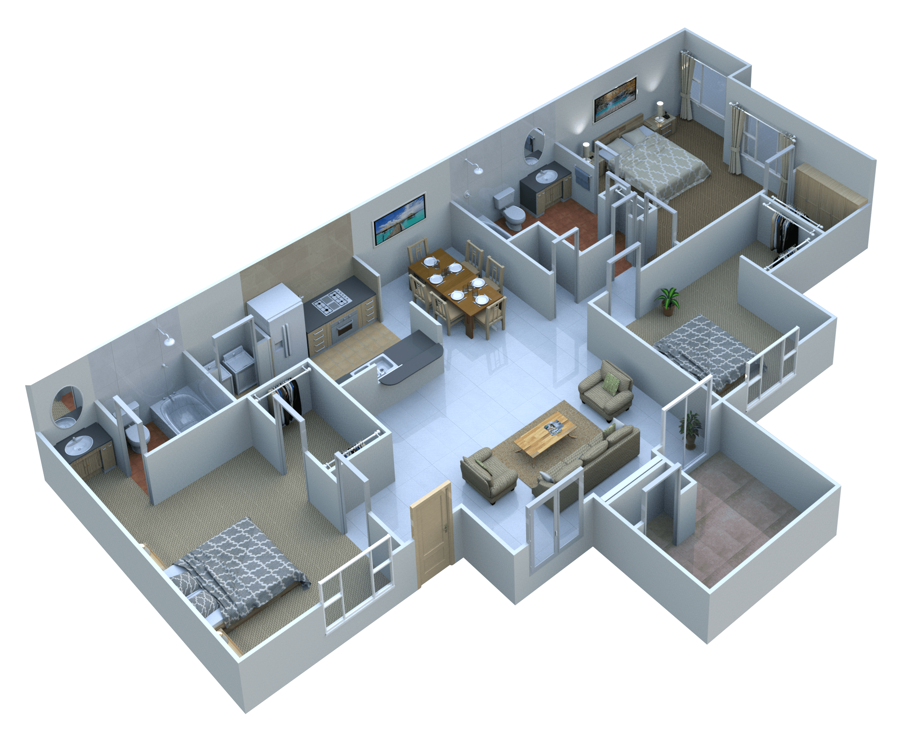 3 bed 2 bath